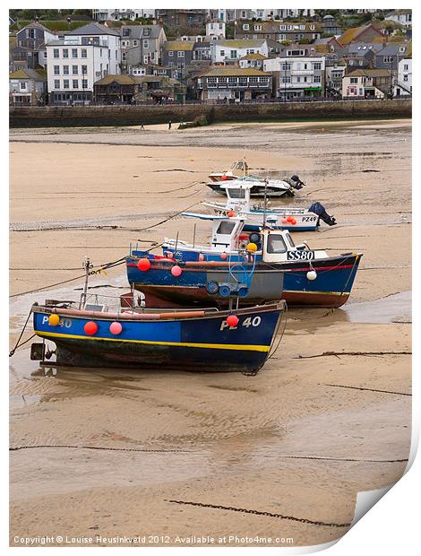 Low tide on the beach at St Ives, Cornwall Print by Louise Heusinkveld