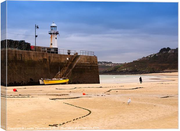 Low tide on the beach at St Ives, Cornwall Canvas Print by Louise Heusinkveld