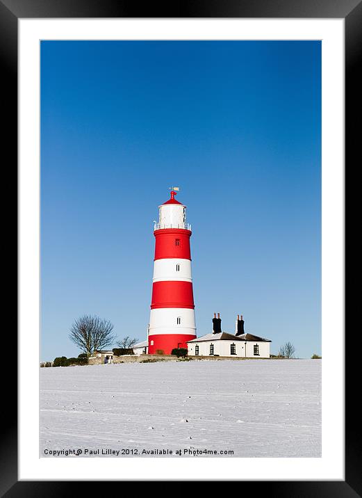 Snowy Happisburgh Lighthouse Framed Mounted Print by Digitalshot Photography