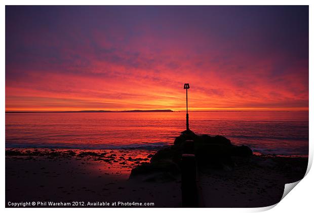 Sunrise from Avon Beach Print by Phil Wareham