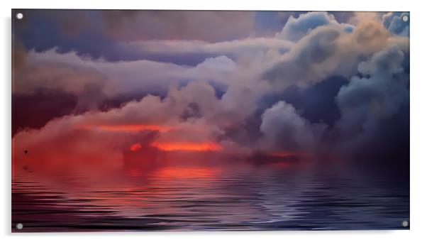Flying into a Red Sunset Acrylic by Mike Gorton