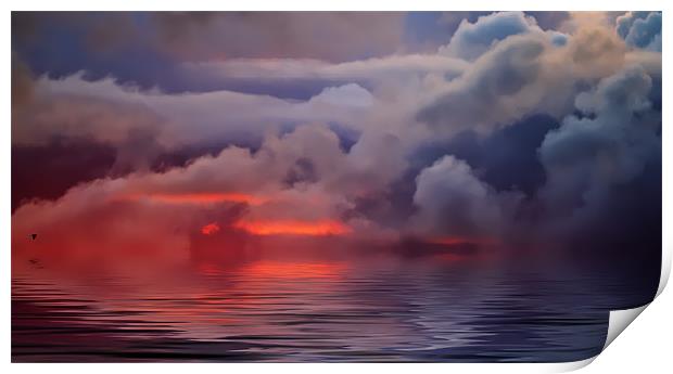 Flying into a Red Sunset Print by Mike Gorton