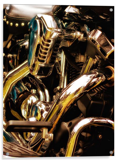 Motorcycle Engine and Chrome Acrylic by Jay Lethbridge