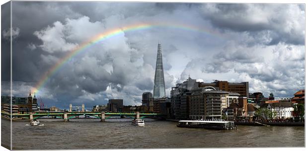 Thames rainbow with Shard and Globe Canvas Print by Gary Eason