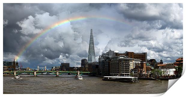 Thames rainbow with Shard and Globe Print by Gary Eason