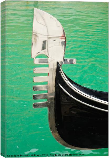 Venice Gondola Bow Canvas Print by Martin Williams