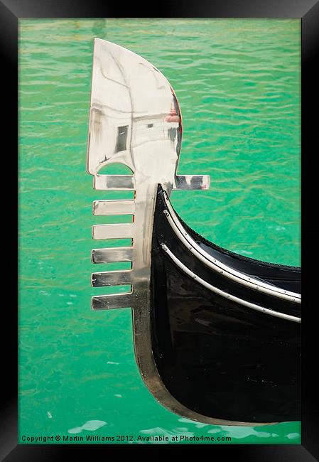 Venice Gondola Bow Framed Print by Martin Williams