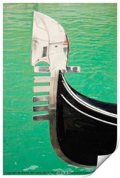Venice Gondola Bow Print by Martin Williams