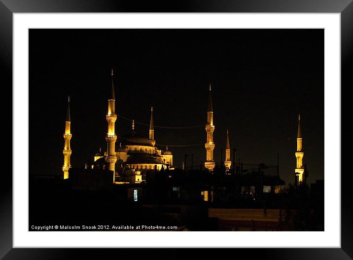 Hagia Sophia at night Framed Mounted Print by Malcolm Snook