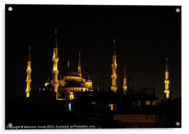 Hagia Sophia at night Acrylic by Malcolm Snook