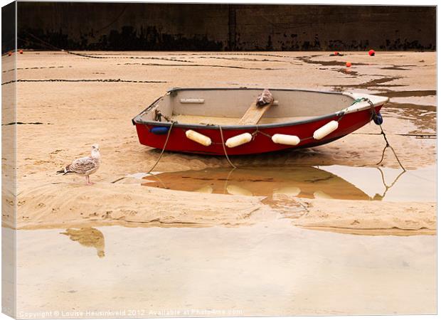 Dinghy on the beach at St Ives, Cornwall Canvas Print by Louise Heusinkveld