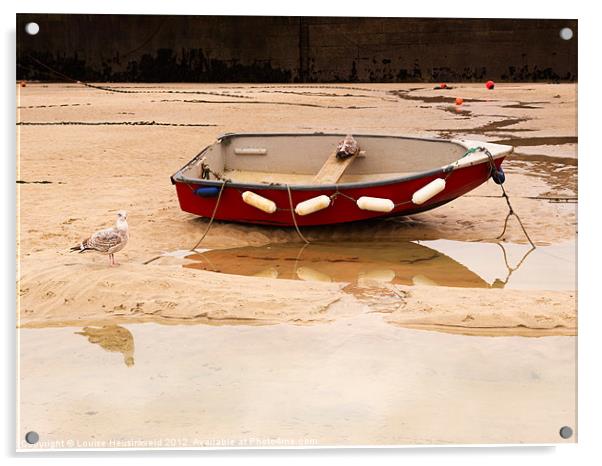 Dinghy on the beach at St Ives, Cornwall Acrylic by Louise Heusinkveld