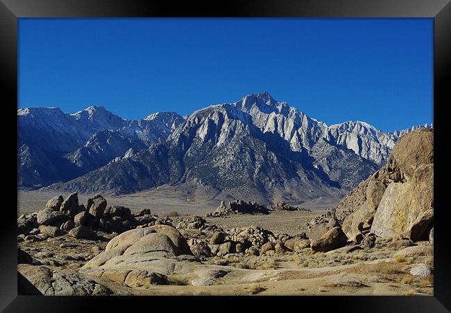 Alabama Hills and Sierra Nevada Framed Print by Claudio Del Luongo