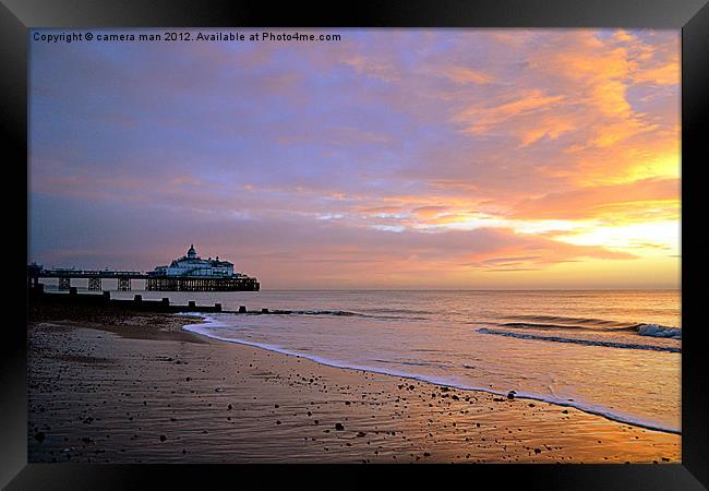 Dawn at the pier Framed Print by camera man