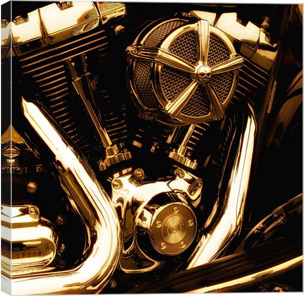 Motorcycle Gold Engine Canvas Print by Jay Lethbridge