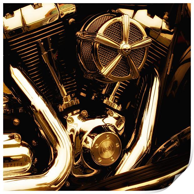 Motorcycle Gold Engine Print by Jay Lethbridge