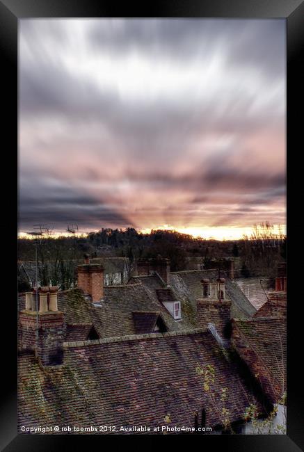 SUNSET OVER ROOF TOPS Framed Print by Rob Toombs