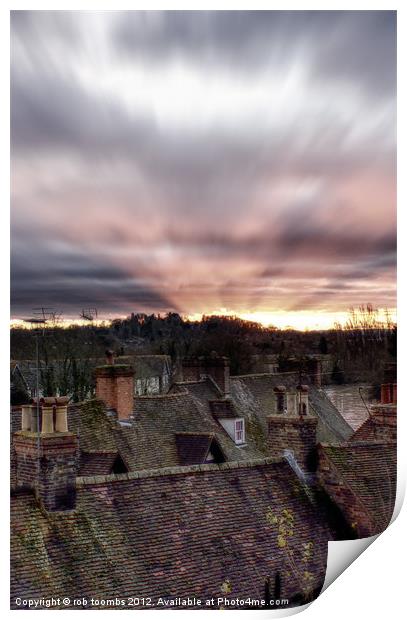 SUNSET OVER ROOF TOPS Print by Rob Toombs