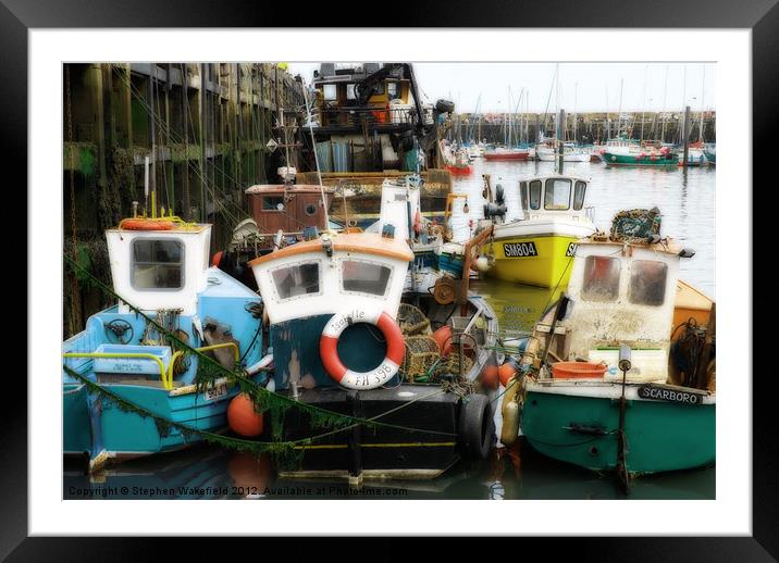 Scarborough Harbour Fishing boats Framed Mounted Print by Stephen Wakefield