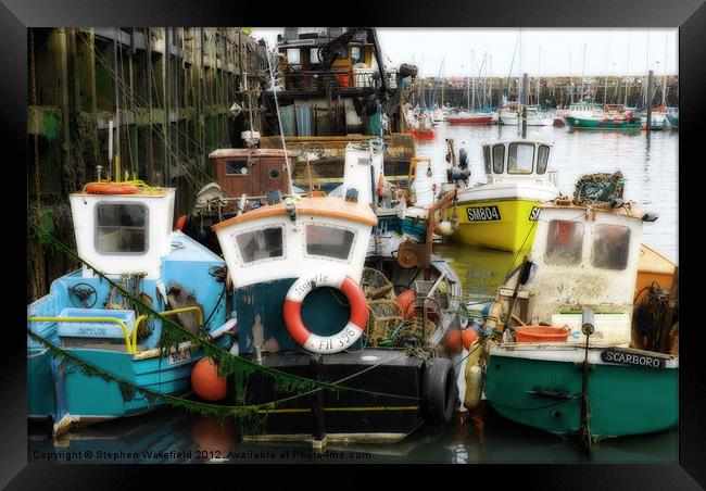 Scarborough Harbour Fishing boats Framed Print by Stephen Wakefield