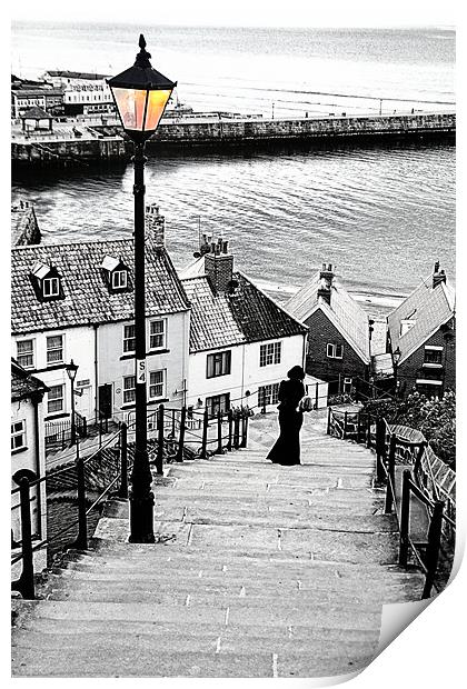 Counting The 199 Steps, Whitby Print by Paul M Baxter