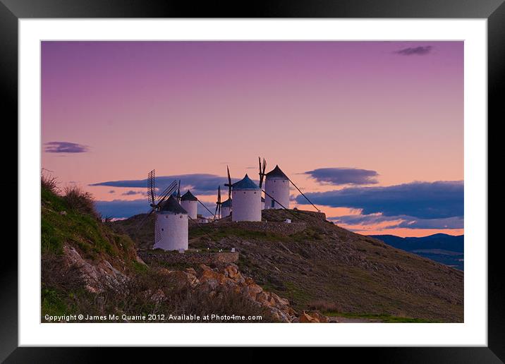 Windmills on hilltop Framed Mounted Print by James Mc Quarrie