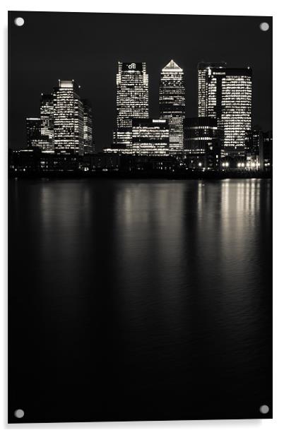 Big City Lights of Canary Wharf II (B&W) Acrylic by Paul Shears Photogr
