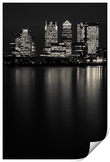 Big City Lights of Canary Wharf II (B&W) Print by Paul Shears Photogr
