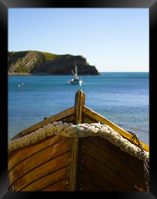 Boat at Lulworth Cove, Dorset Framed Print by Sandi-Cockayne ADPS