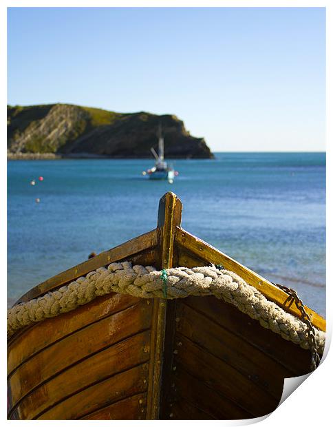 Boat at Lulworth Cove, Dorset Print by Sandi-Cockayne ADPS