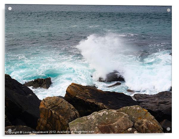 Breakers and rocks, Cornwall Acrylic by Louise Heusinkveld