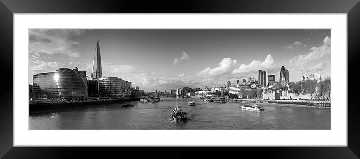 View from Tower Bridge black and white Framed Mounted Print by Gary Eason