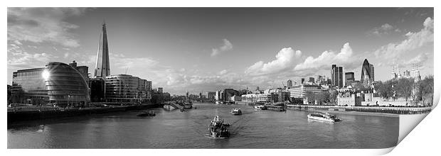 View from Tower Bridge black and white Print by Gary Eason
