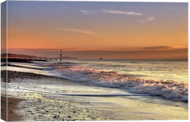 Pink Surf at Bournemouth Canvas Print by Jennie Franklin