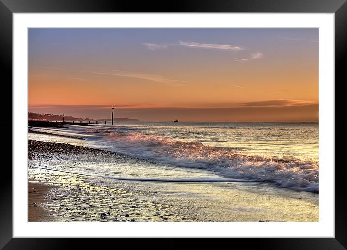 Pink Surf at Bournemouth Framed Mounted Print by Jennie Franklin
