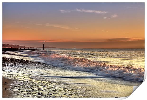 Pink Surf at Bournemouth Print by Jennie Franklin