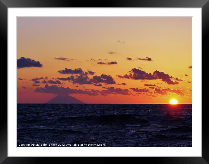 Stromboli at sunrise Framed Mounted Print by Malcolm Snook