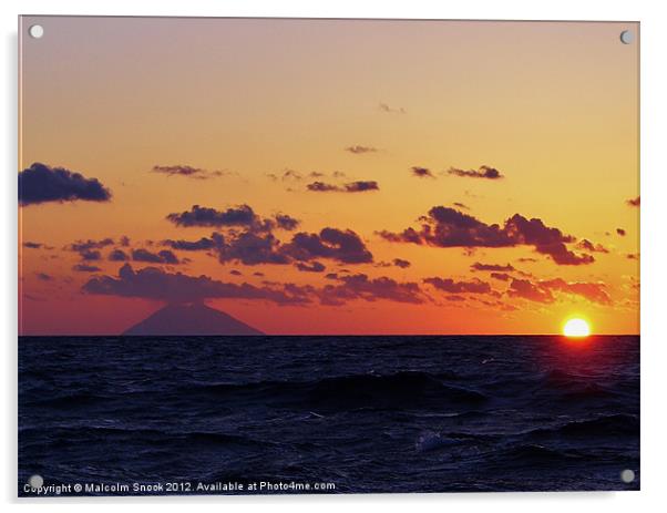 Stromboli at sunrise Acrylic by Malcolm Snook