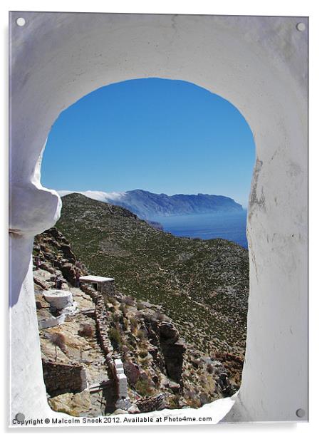 Mountainous coast of Amorgos Acrylic by Malcolm Snook