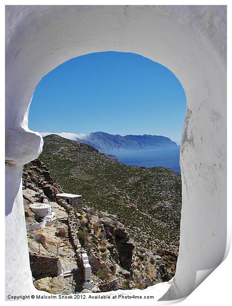 Mountainous coast of Amorgos Print by Malcolm Snook