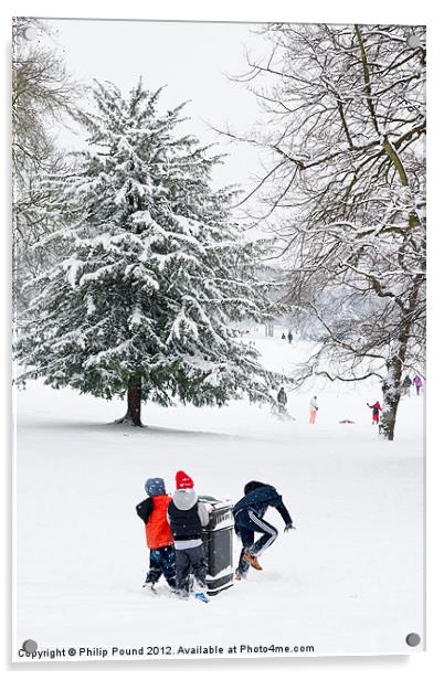 Winter Park Snow Scene Acrylic by Philip Pound