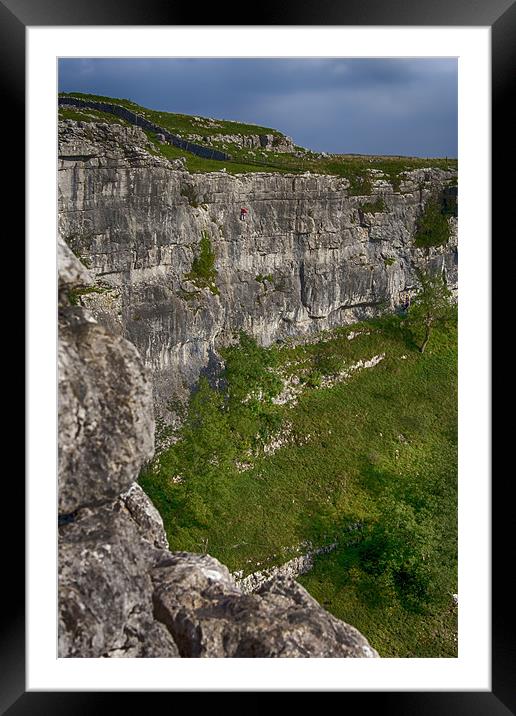 Rock Climbing in Malham Cove Framed Mounted Print by Roger Green