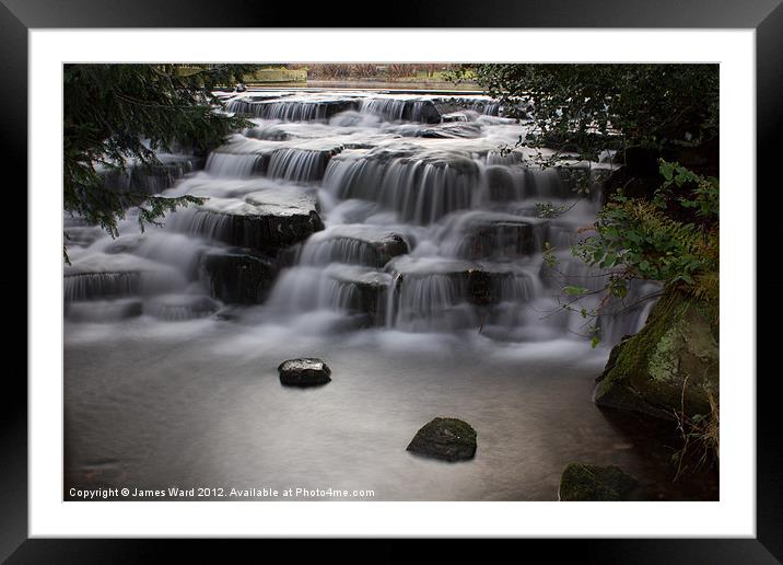 Waterfall at Carshalton Ponds, Surrey Framed Mounted Print by James Ward