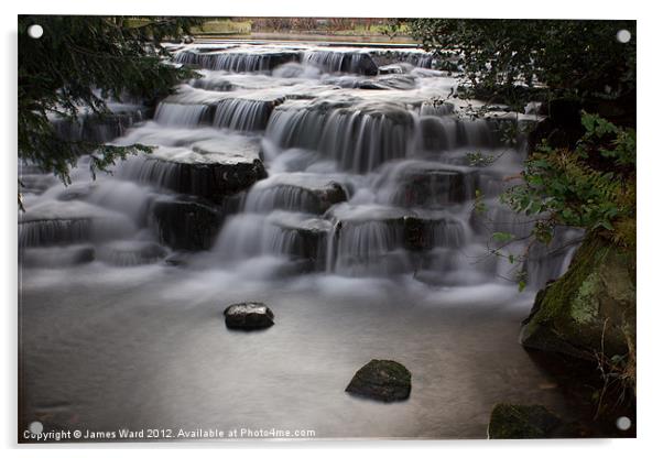Waterfall at Carshalton Ponds, Surrey Acrylic by James Ward