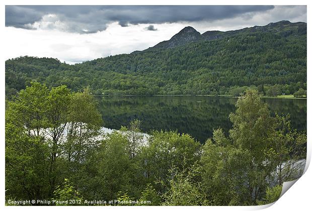 Trees - Reflections in Scottish Loch Print by Philip Pound
