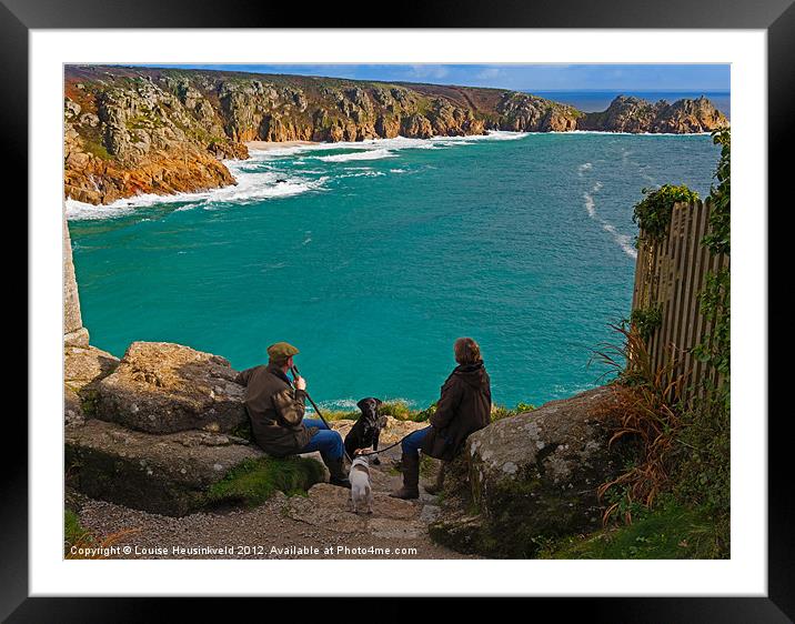 Porthcurno Bay and Logan Rock, Cornwall Framed Mounted Print by Louise Heusinkveld