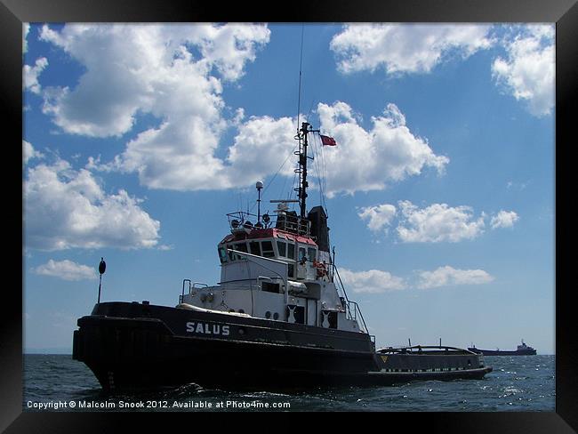 Turkish Tug Boat Framed Print by Malcolm Snook