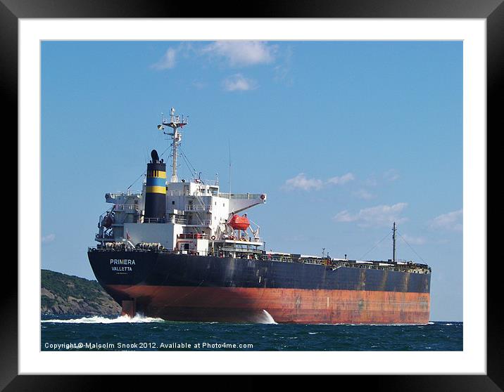 Cargo Ship on the Bosphorus Framed Mounted Print by Malcolm Snook