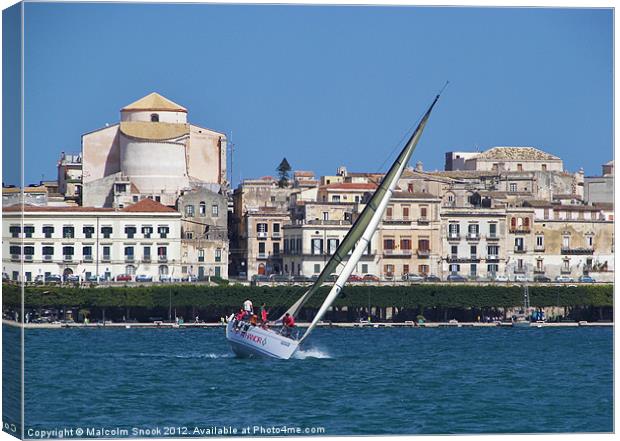 Sailing at Siracusa Canvas Print by Malcolm Snook