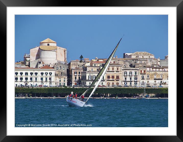 Sailing at Siracusa Framed Mounted Print by Malcolm Snook
